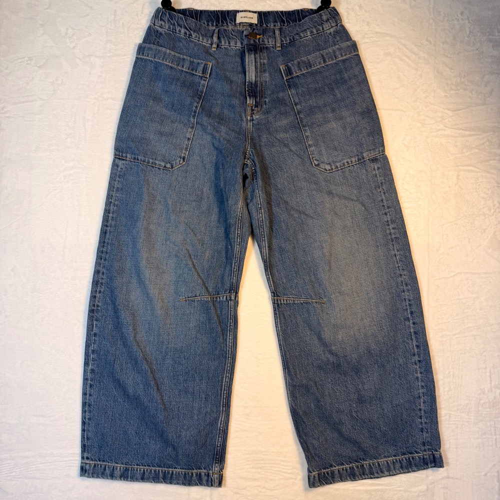 Everlane The Gardener Pull-On Jeans Medium Wash Wide Leg Utility Size 31
